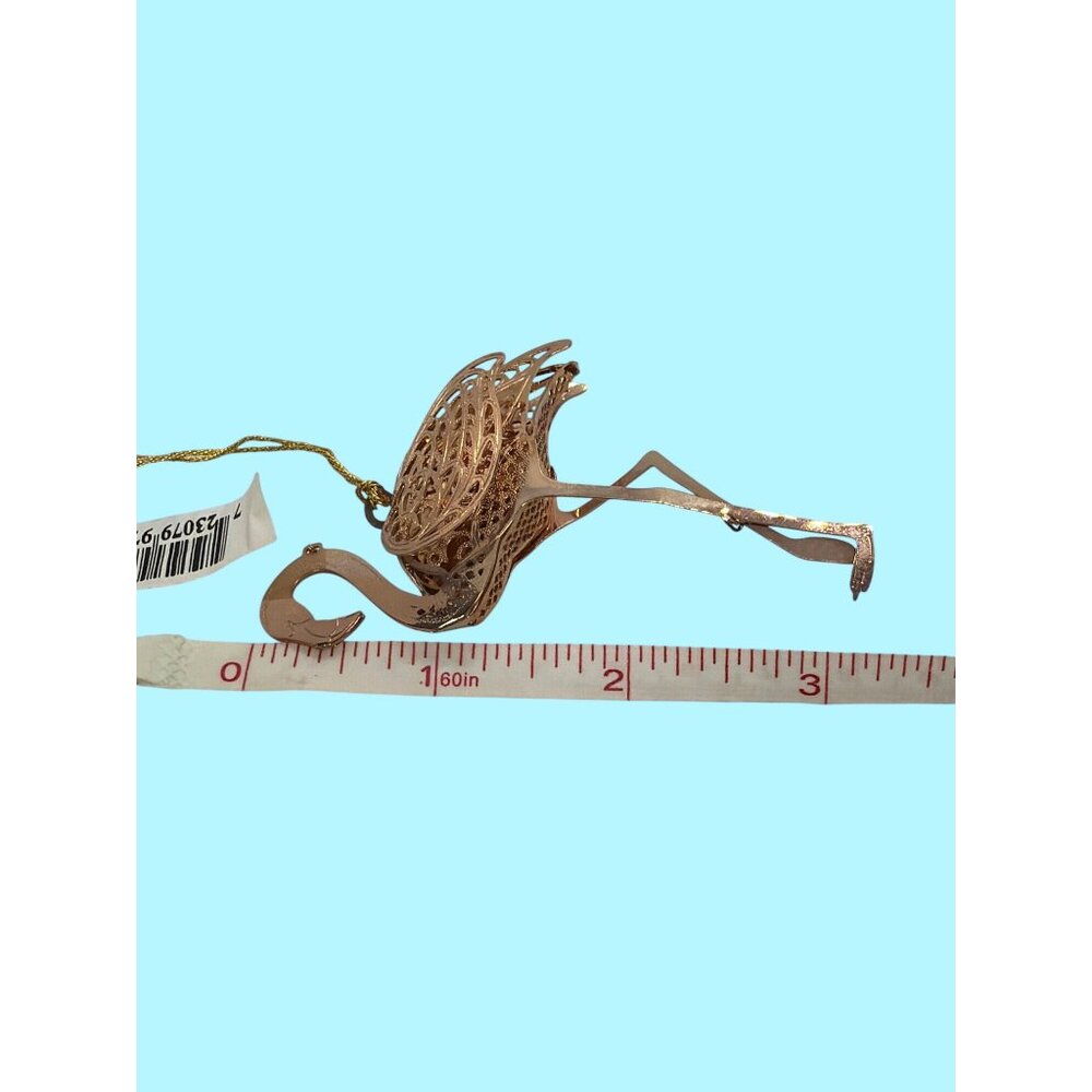 VTG Baldwin Flamingo Ornament 3D Tropical Collection Rose Gold Metal Filigree - Picture 6 of 11